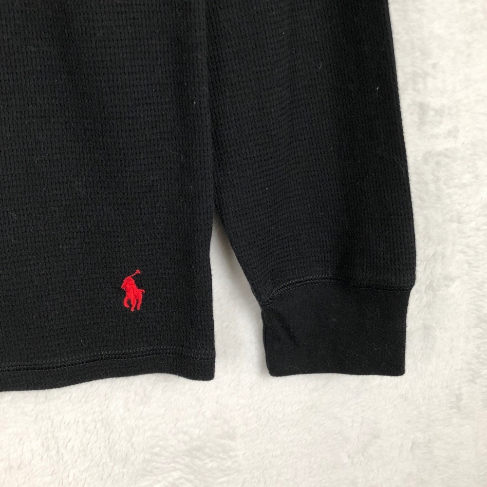 POLO Ralph Lauren Waffle Knit Thermal Sleepwear Shirt Men's Sz M Black EUC - Picture 6 of 11